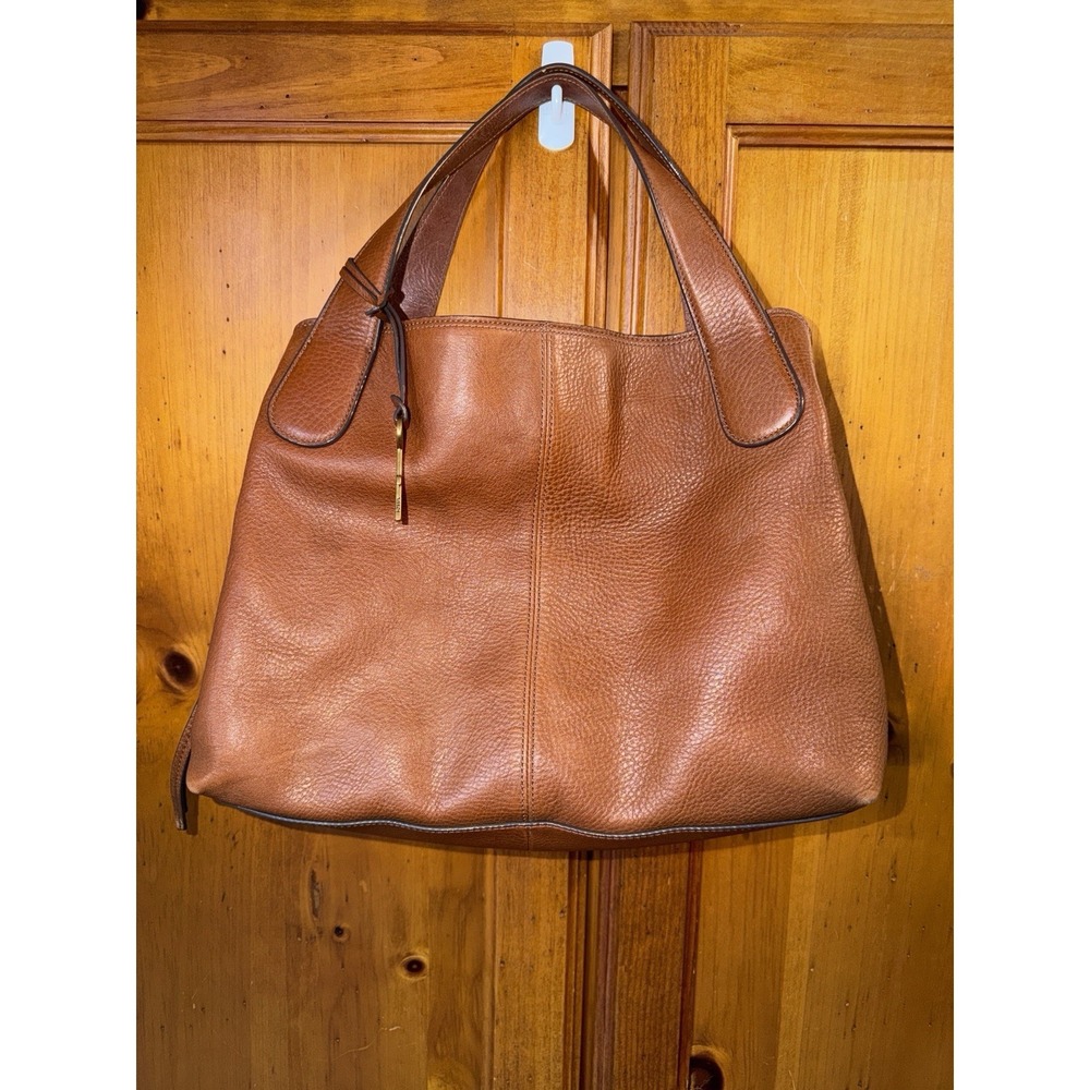 Fossil Purse Maya Leather Satchel Brown Handbag Shoulder Top Handle Zip Tote